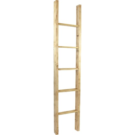 Ekena Millwork 15"W x 72"H x 3 1/2"D Vintage Farmhouse 5 Rung Ladder, Barnwood Decor Collection, Natural Barnwood DECR015X072X04LDRUF